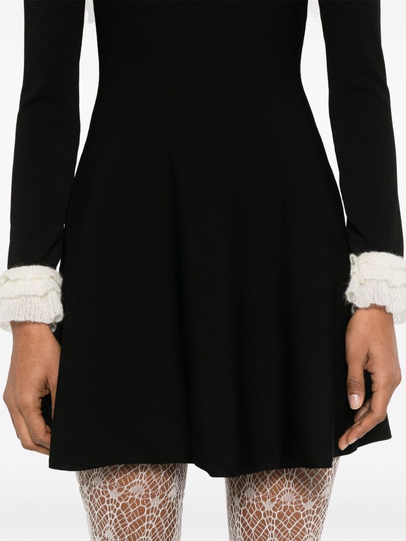 Black Flounce-sleeved Dress