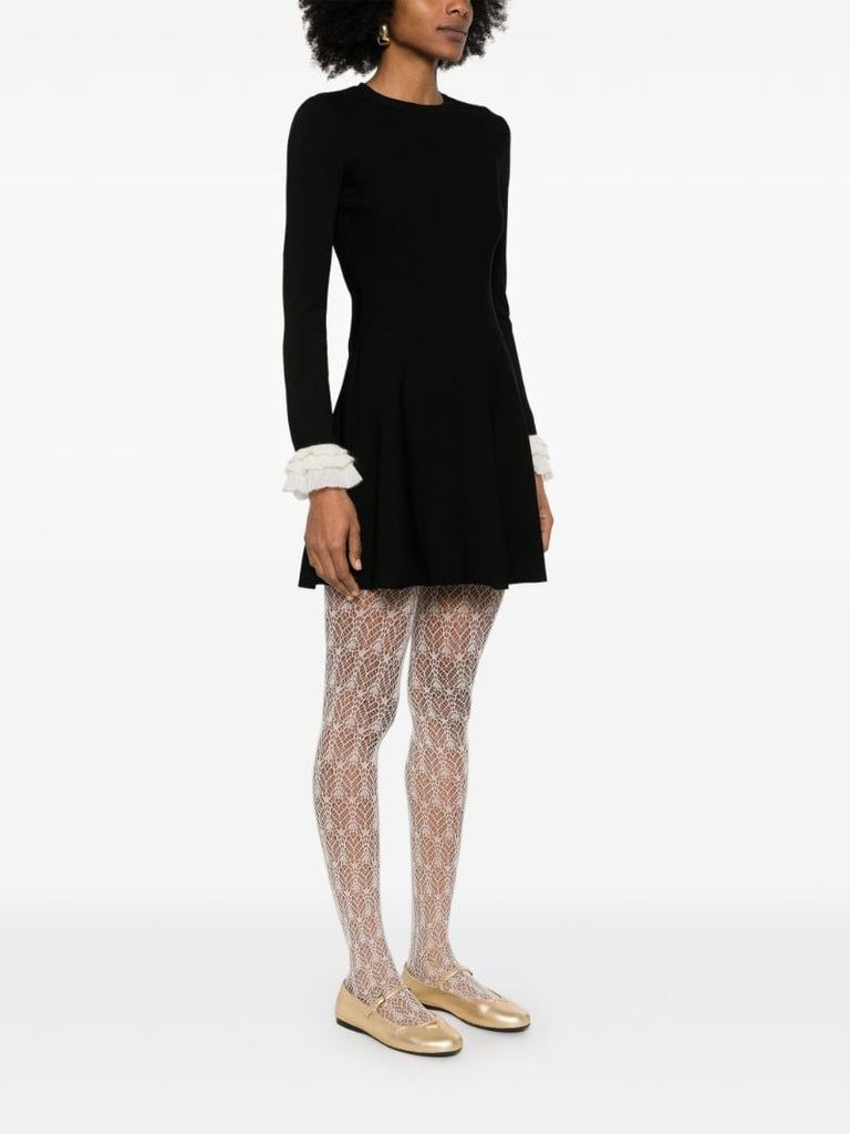 Black Flounce-sleeved Dress