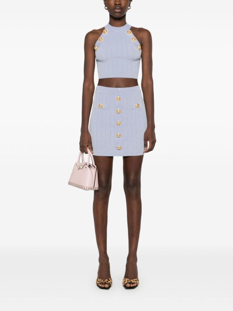 Button-embellished Mini Skirt