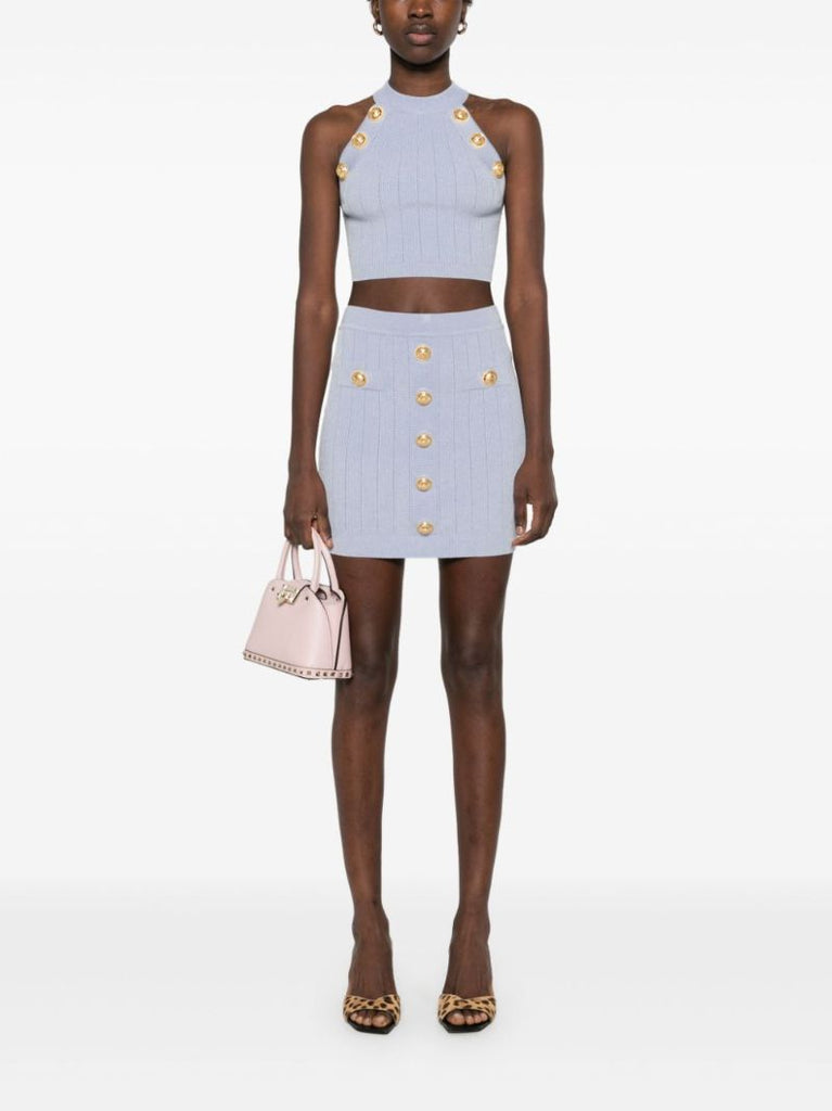 Button-embellished Mini Skirt
