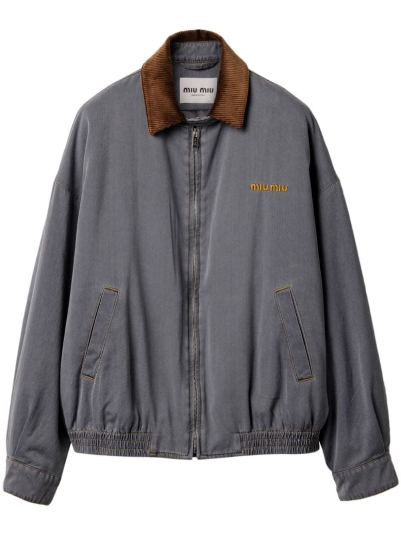 Grey Logo-embroidered Bomber Jacket