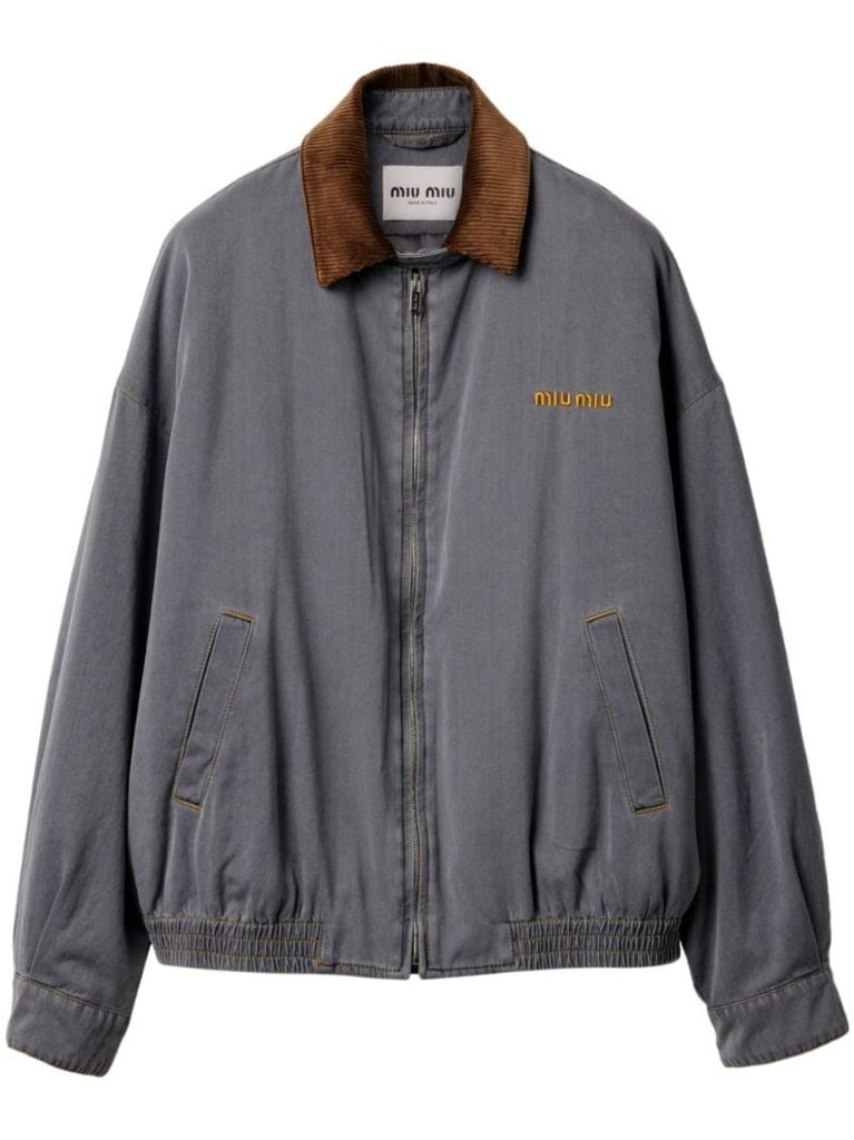 Grey Logo-embroidered Bomber Jacket