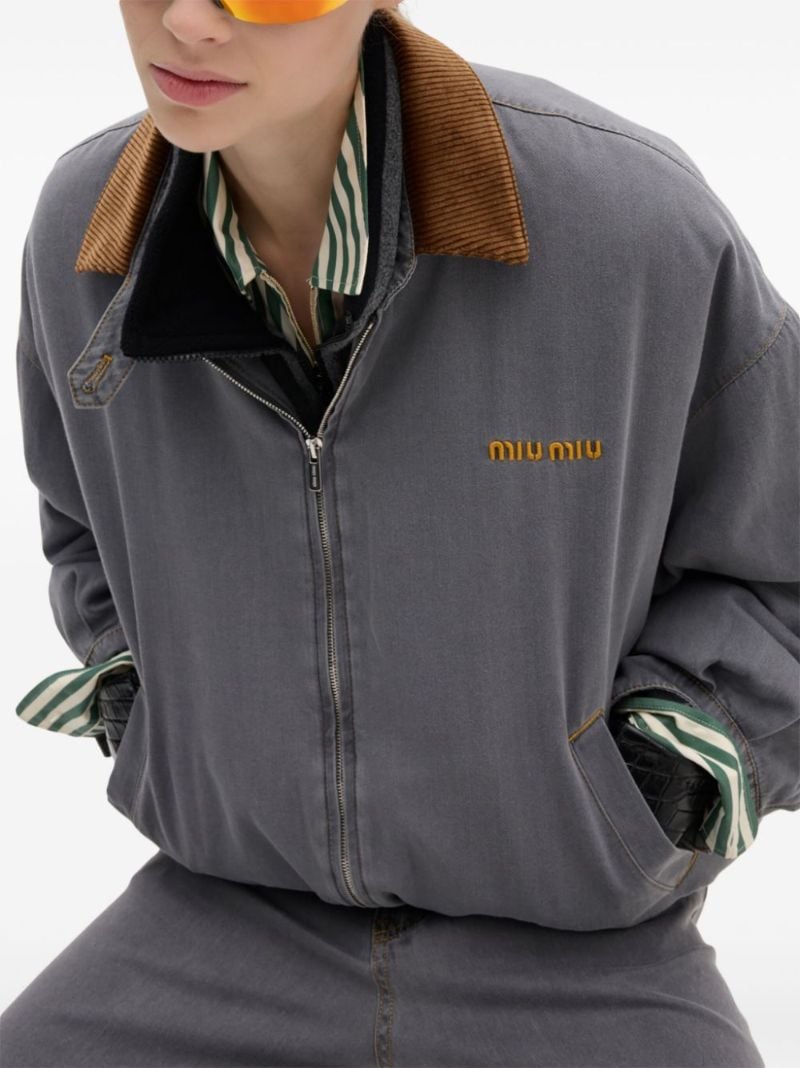 Grey Logo-embroidered Bomber Jacket