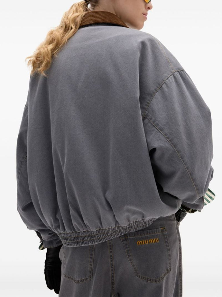 Grey Logo-embroidered Bomber Jacket