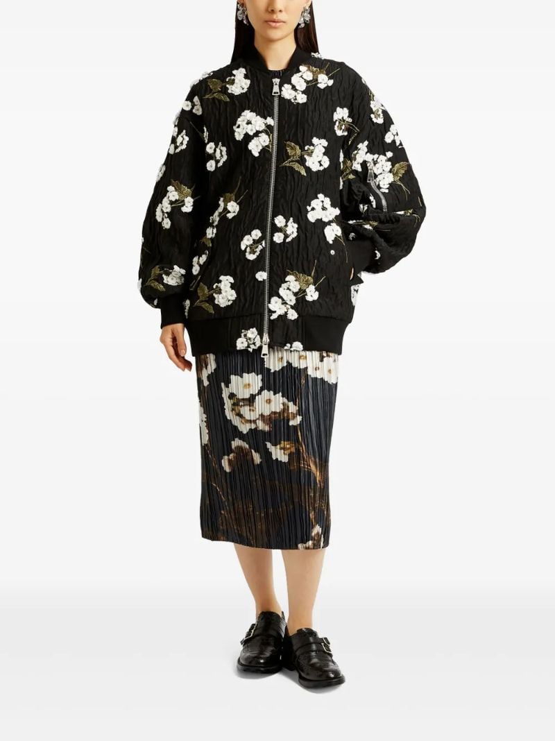 Black Floral-appliquÃ_x0083_Â© Jacket