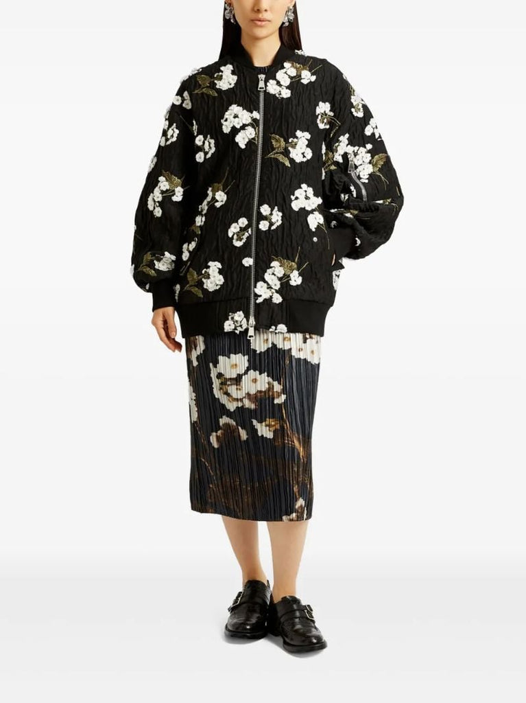 Black Floral-appliquÃ_x0083_Â© Jacket