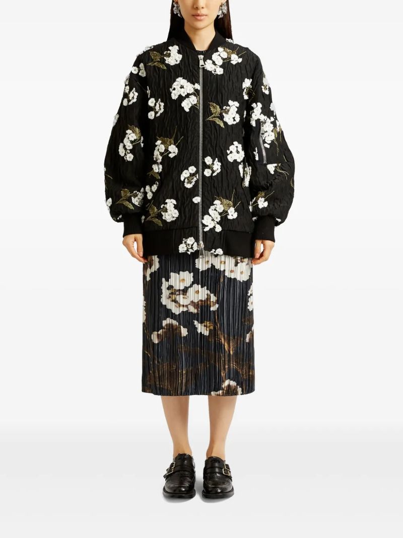 Black Floral-appliquÃ_x0083_Â© Jacket
