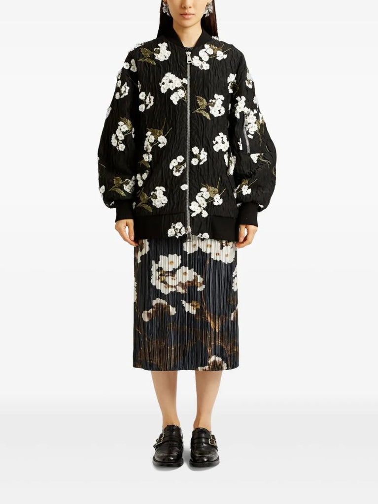 Black Floral-appliquÃ_x0083_Â© Jacket