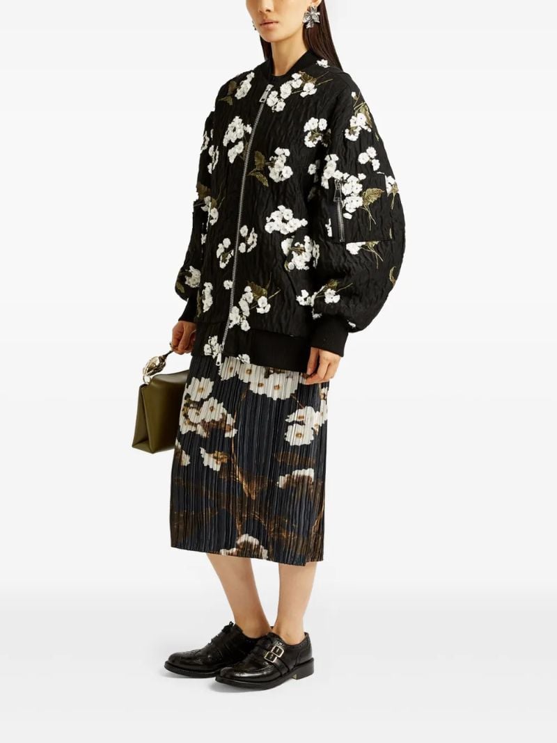 Black Floral-appliquÃ_x0083_Â© Jacket