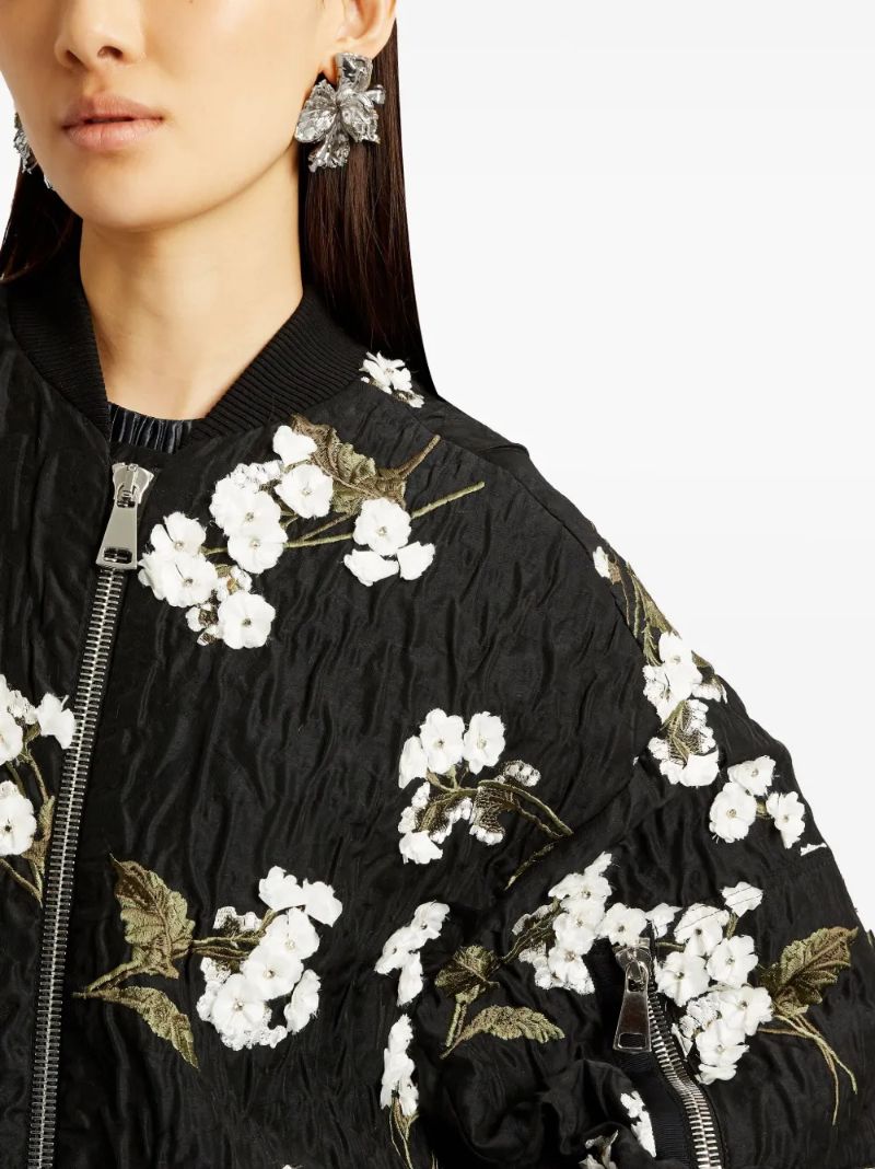 Black Floral-appliquÃ_x0083_Â© Jacket