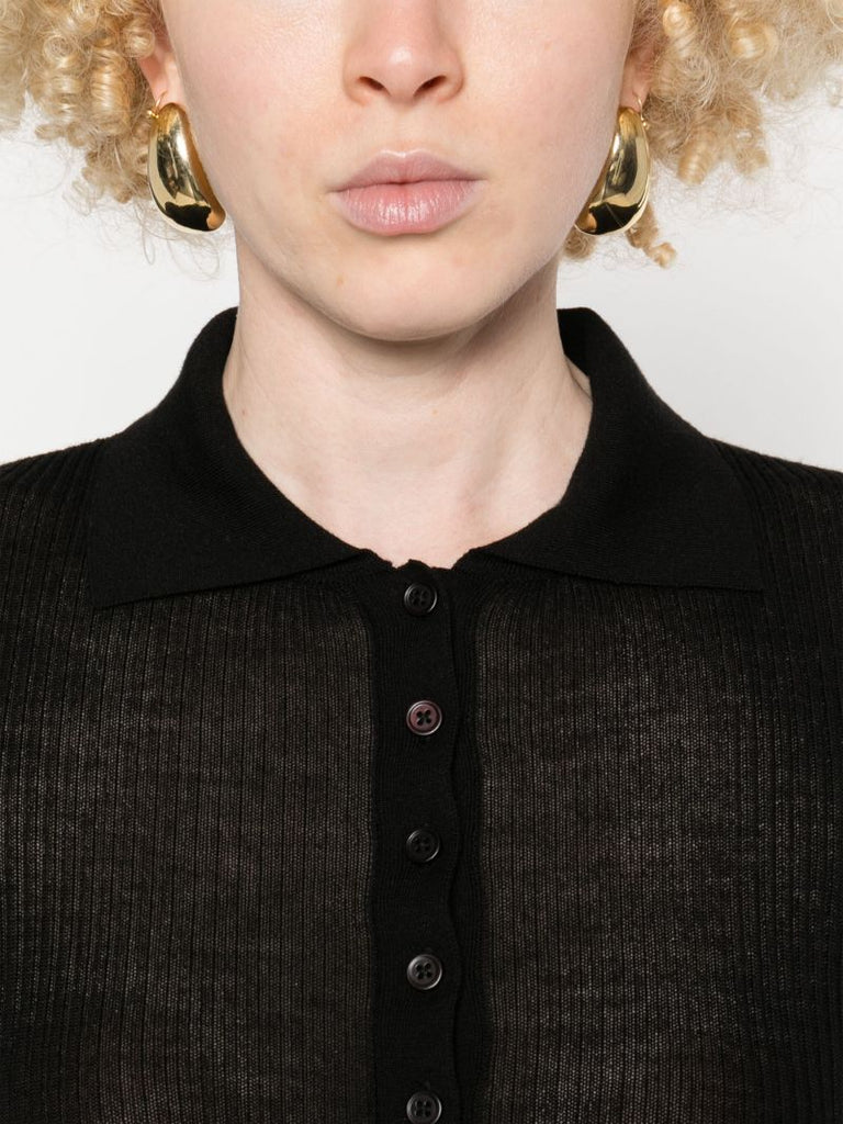 Black Buttoned-up Bodysuit