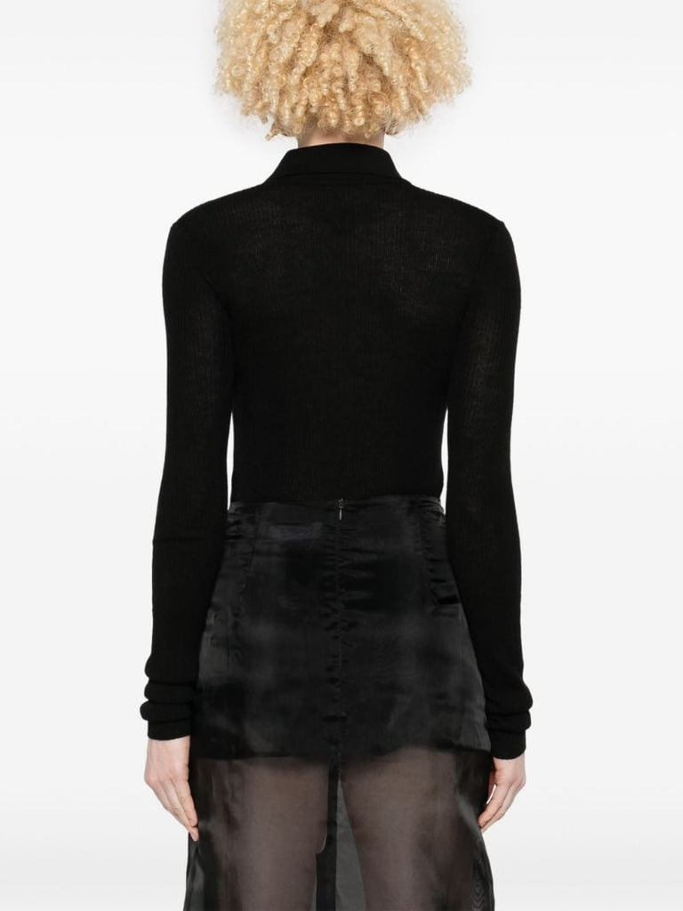 Black Buttoned-up Bodysuit