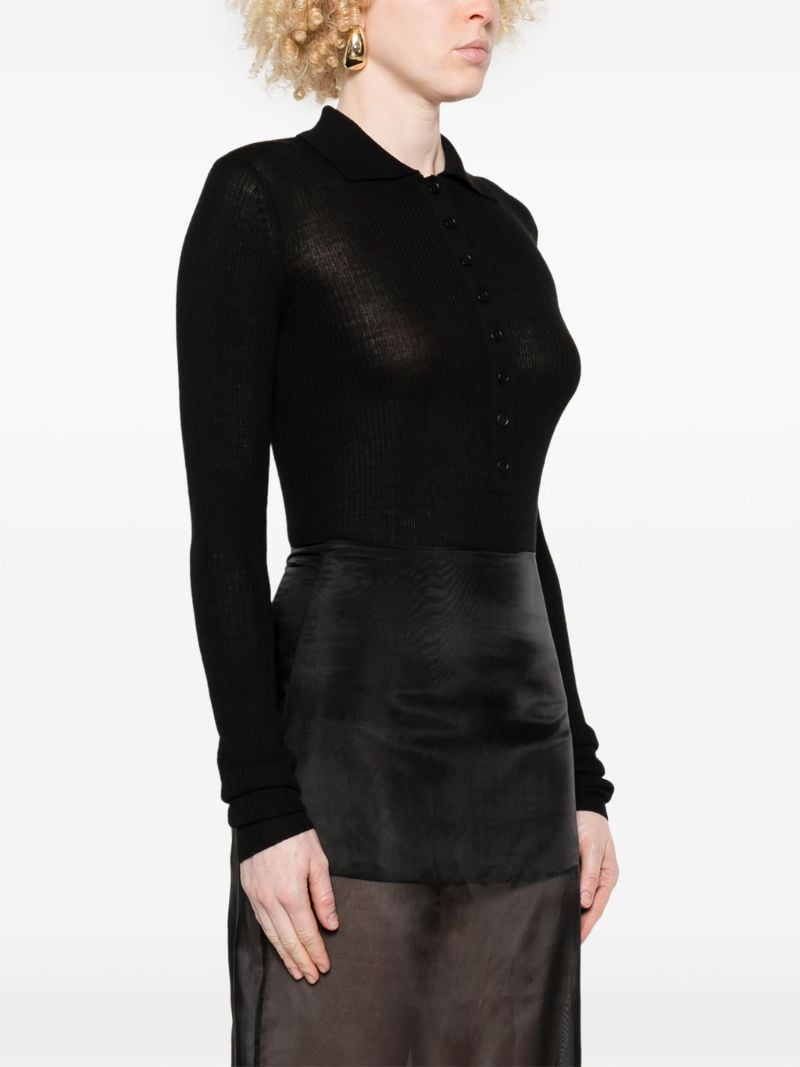 Black Buttoned-up Bodysuit