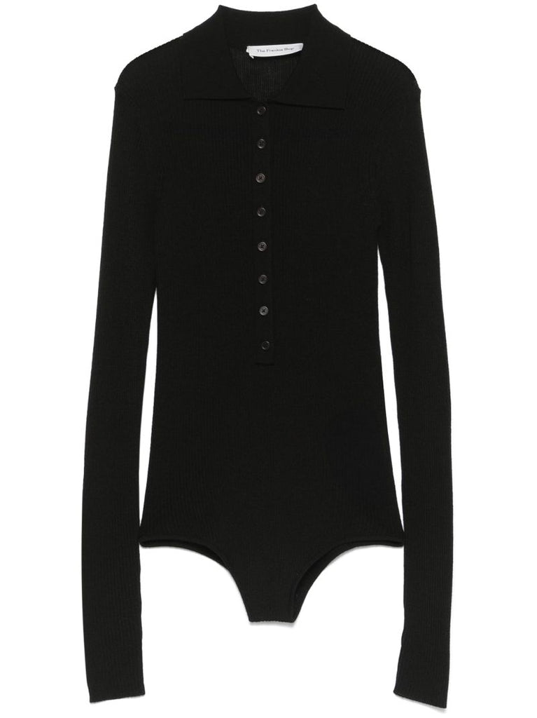 Black Buttoned-up Bodysuit