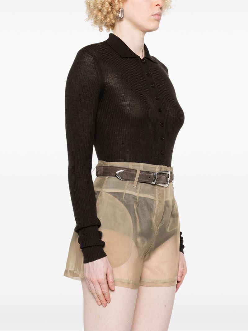 Brown Buttoned-up Bodysuit