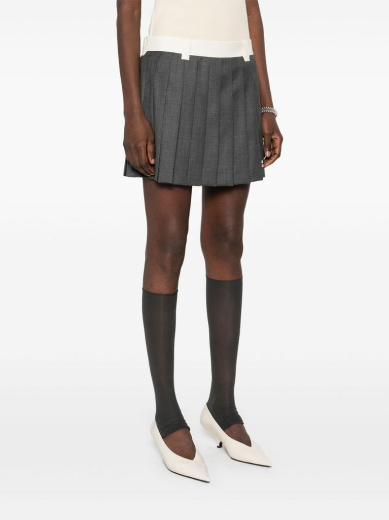 Grey Pleated Mini Skirt