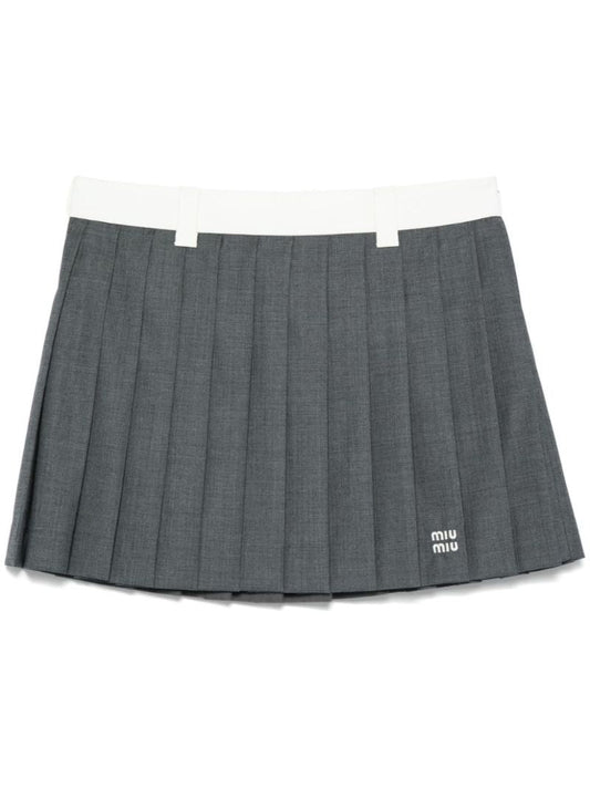 Grey Pleated Mini Skirt