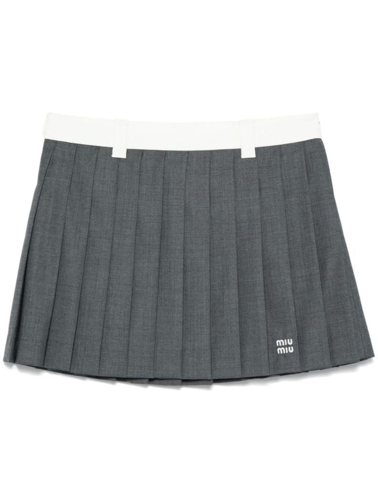 Grey Pleated Mini Skirt