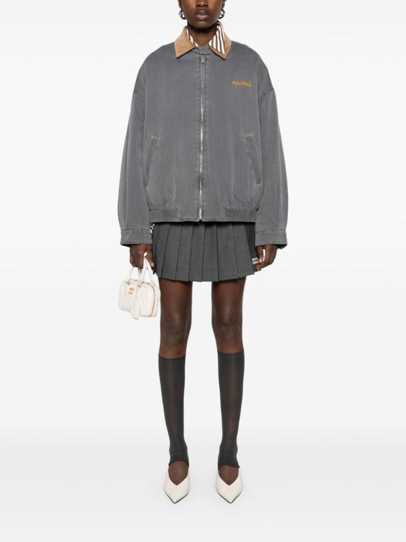 Grey Pleated Mini Skirt