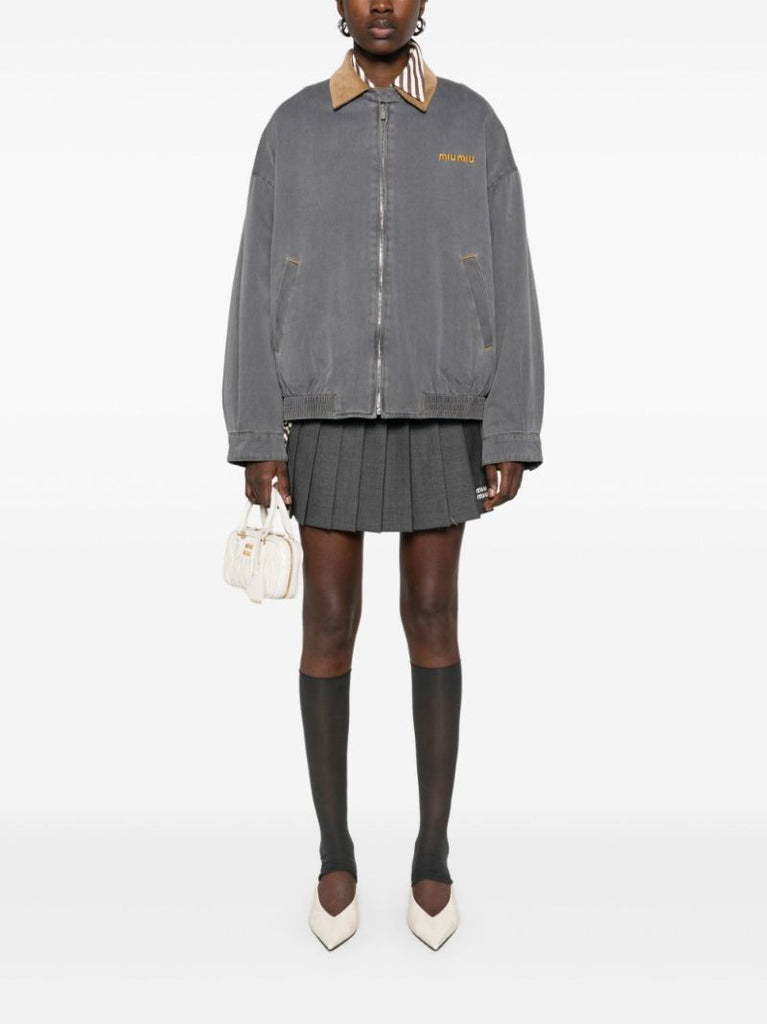 Grey Pleated Mini Skirt