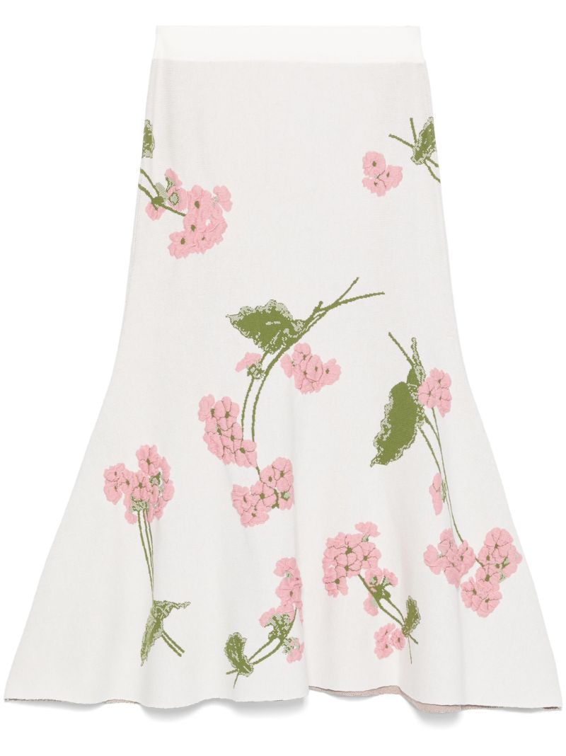 Floral-jacquard Midi Skirt