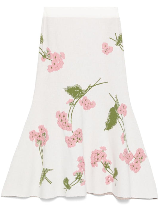 Floral-jacquard Midi Skirt
