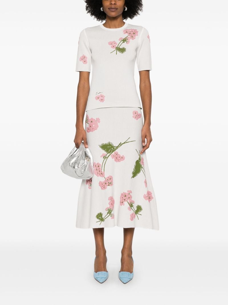 Floral-jacquard Midi Skirt