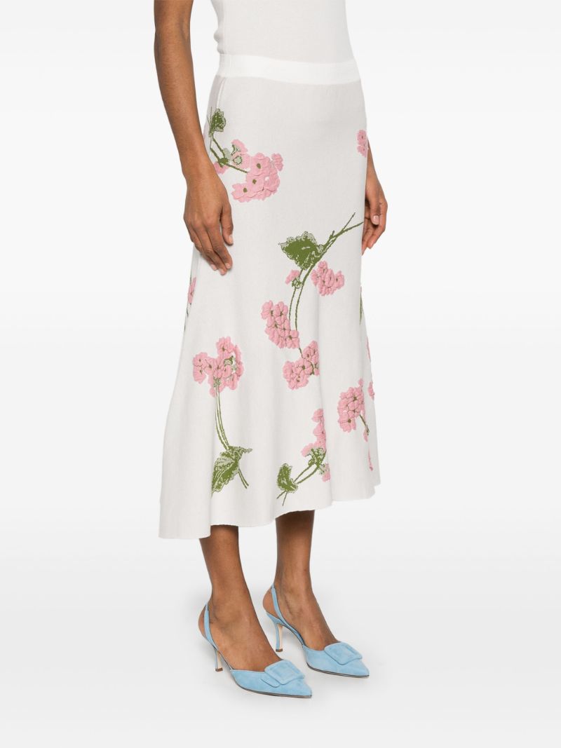 Floral-jacquard Midi Skirt