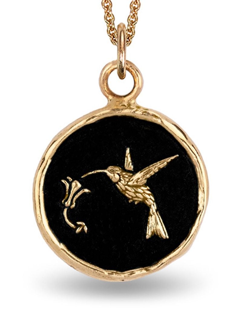 14k Yellow Gold Hummingbird Pendant Charm