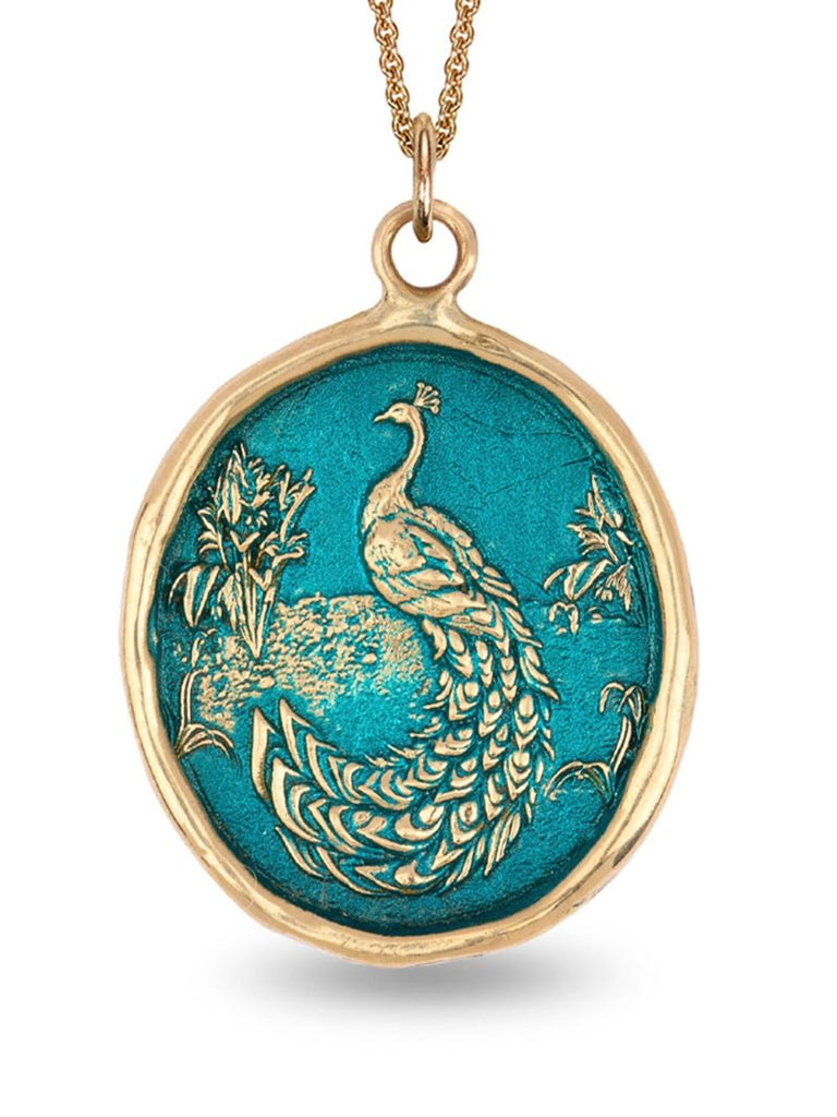 14k Yellow Gold Peacock Pendant Charm