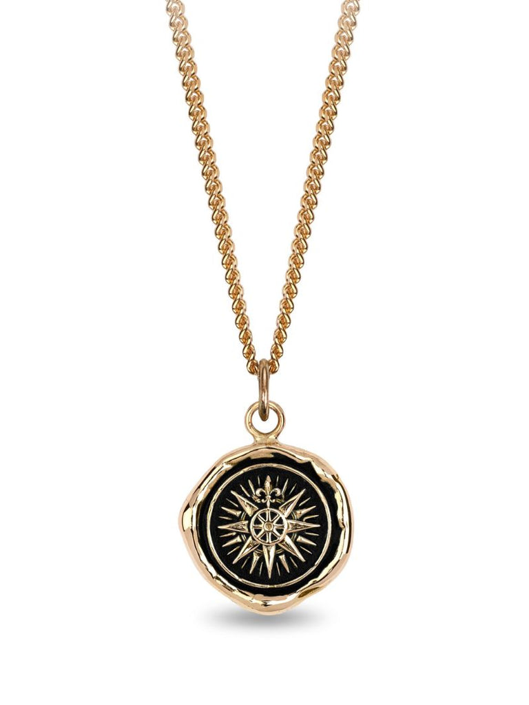 14k Yellow Gold Direction Pendant Charm