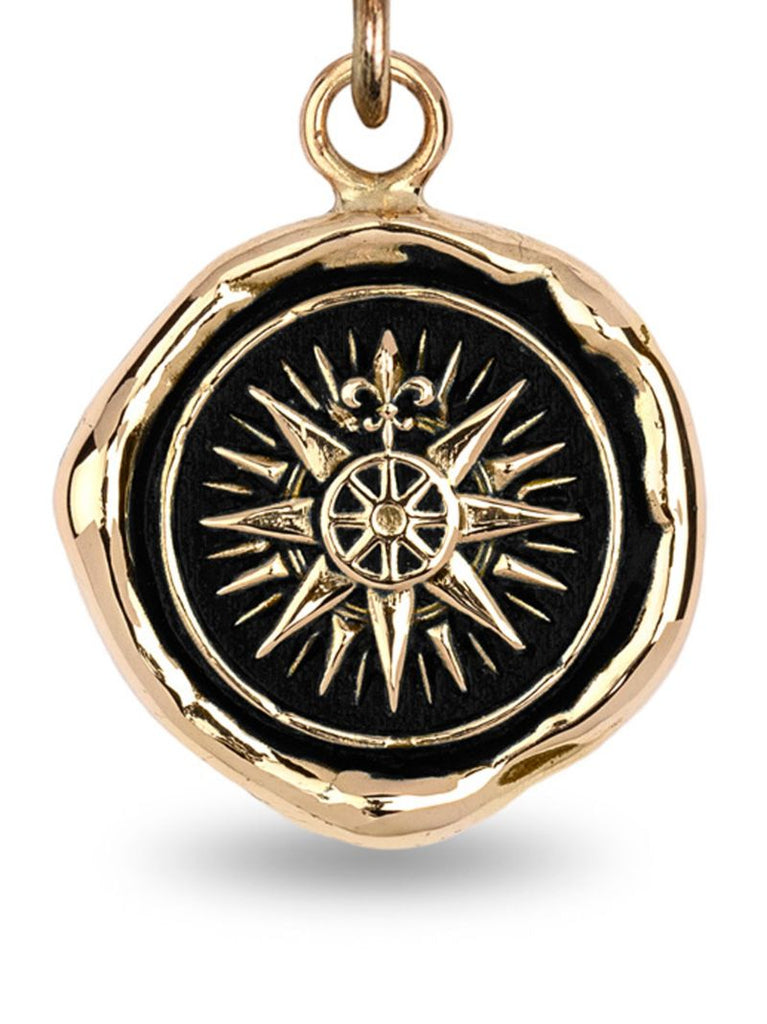 14k Yellow Gold Direction Pendant Charm