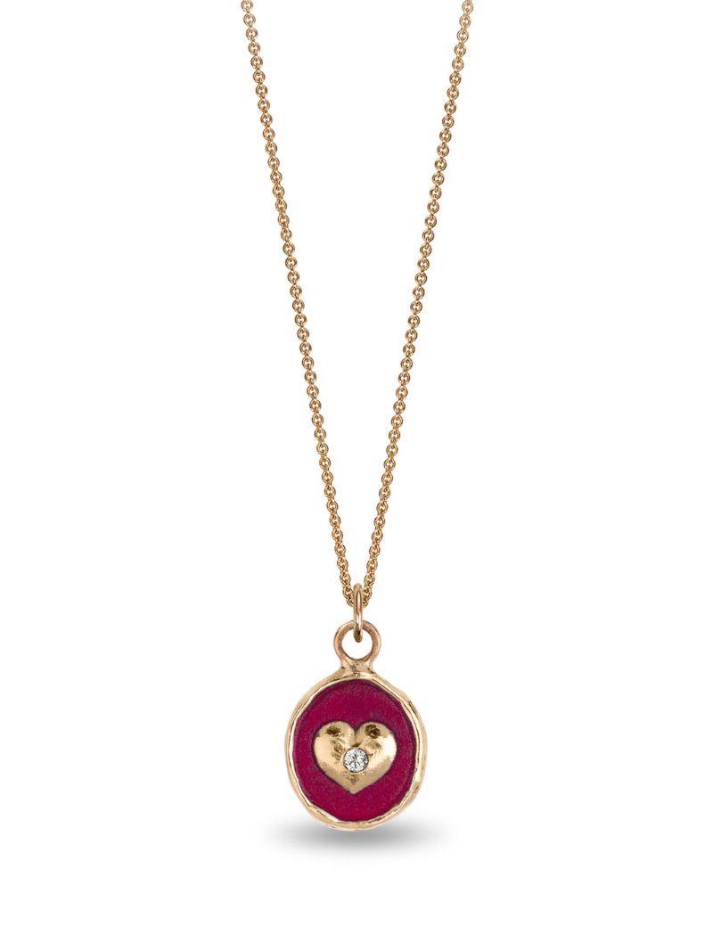 14k Yellow Gold Loving Diamond Pendant Charm