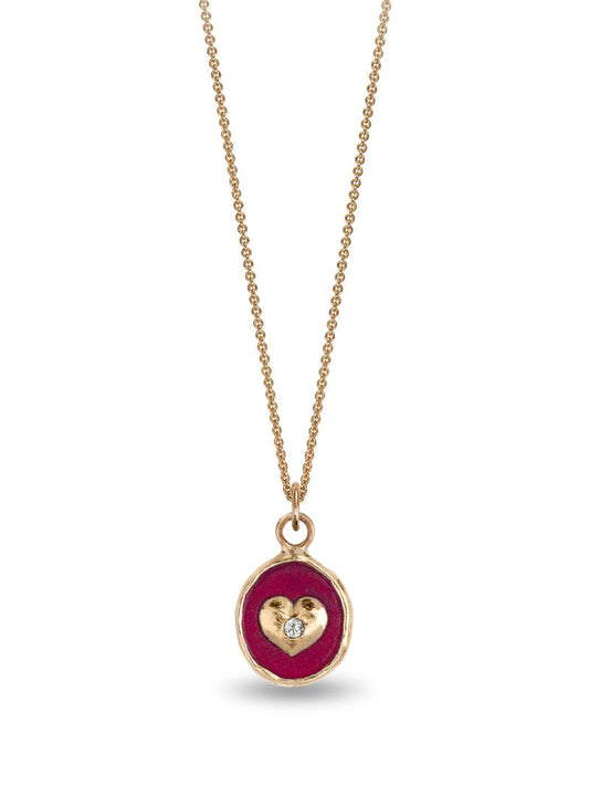 14k Yellow Gold Loving Diamond Pendant Charm