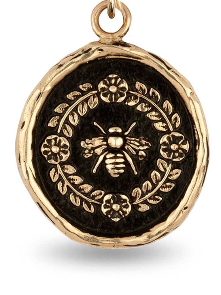 14k Yellow Gold Honeybee Pendant Charm