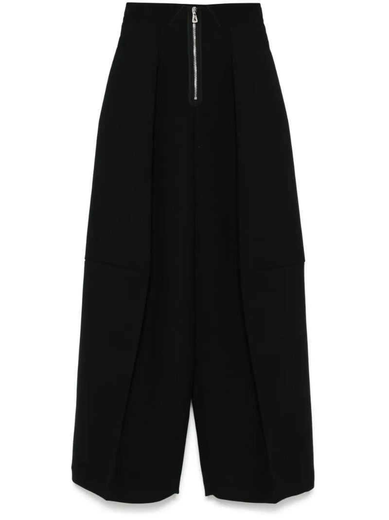 Black Wide-leg Crepe Trousers
