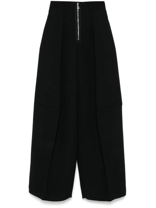 Black Wide-leg Crepe Trousers