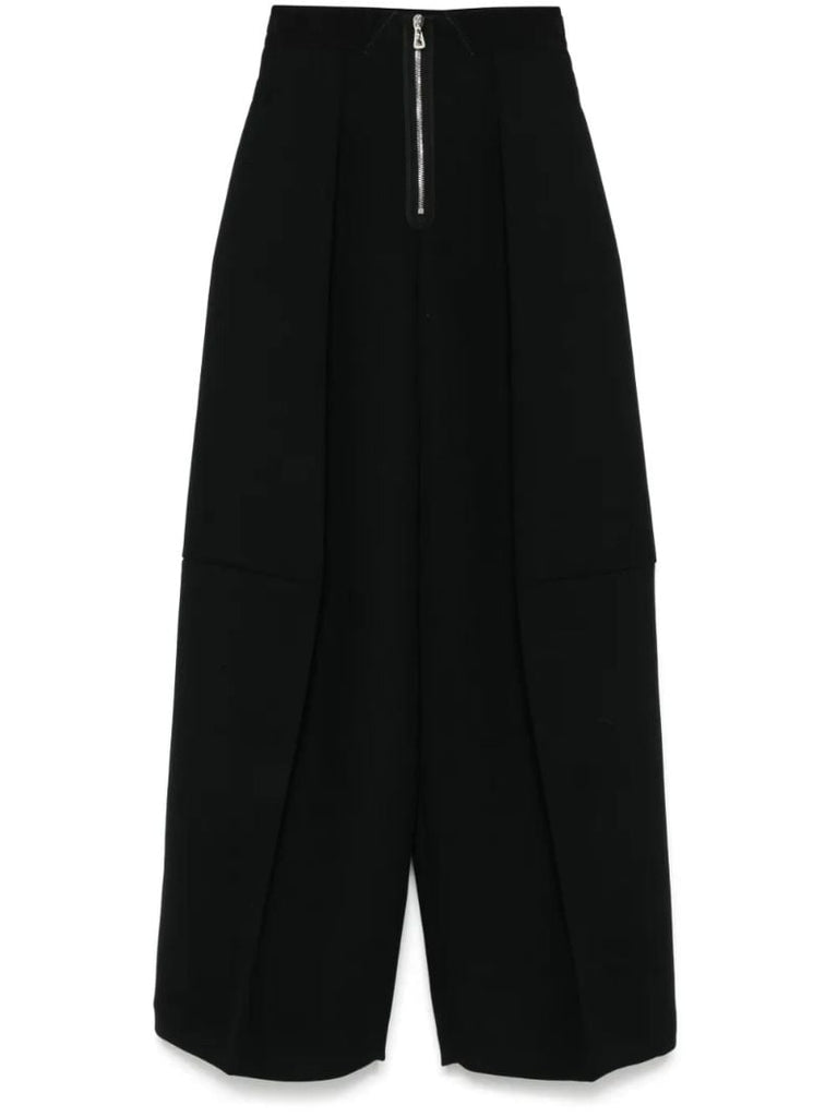 Black Wide-leg Crepe Trousers