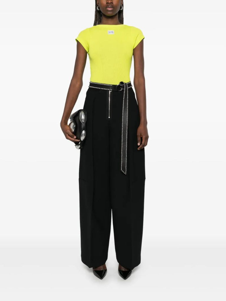 Black Wide-leg Crepe Trousers