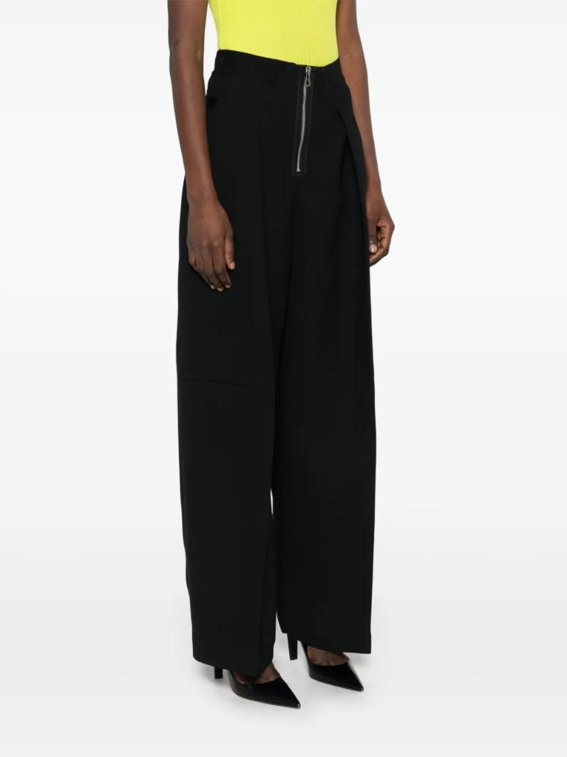 Black Wide-leg Crepe Trousers