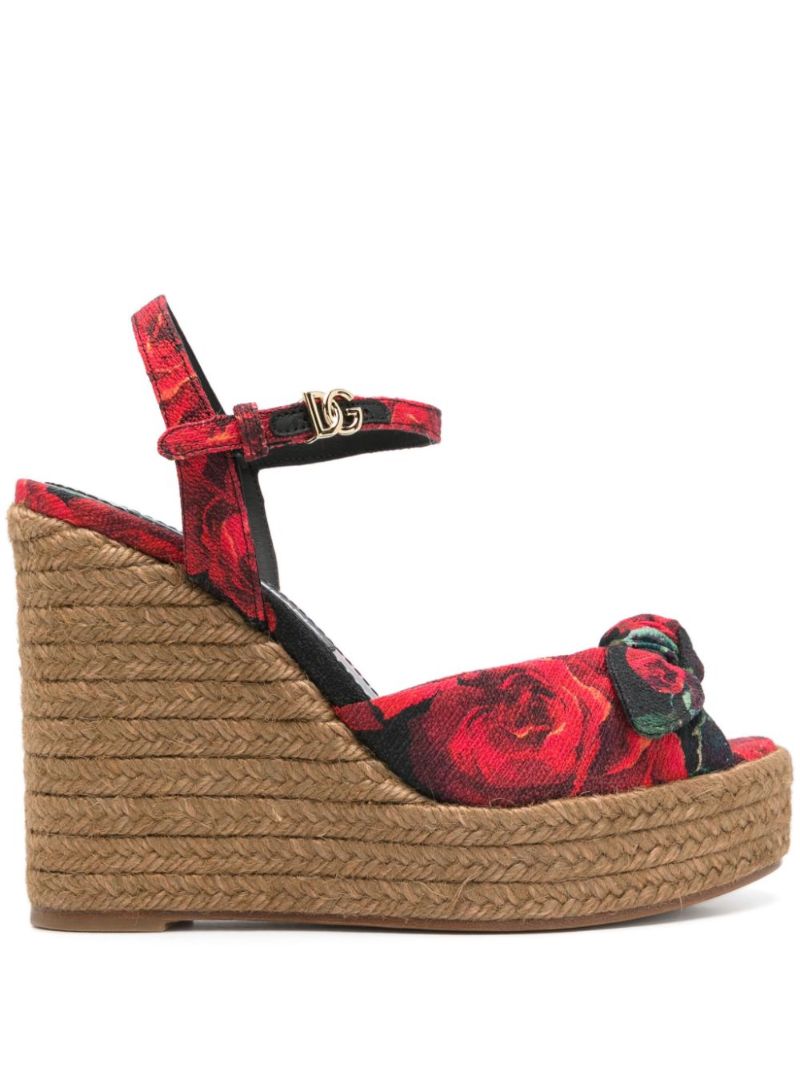 Red Rose-print Sandals