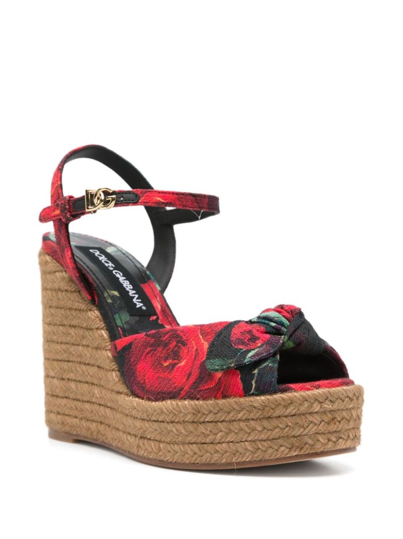 Red Rose-print Sandals