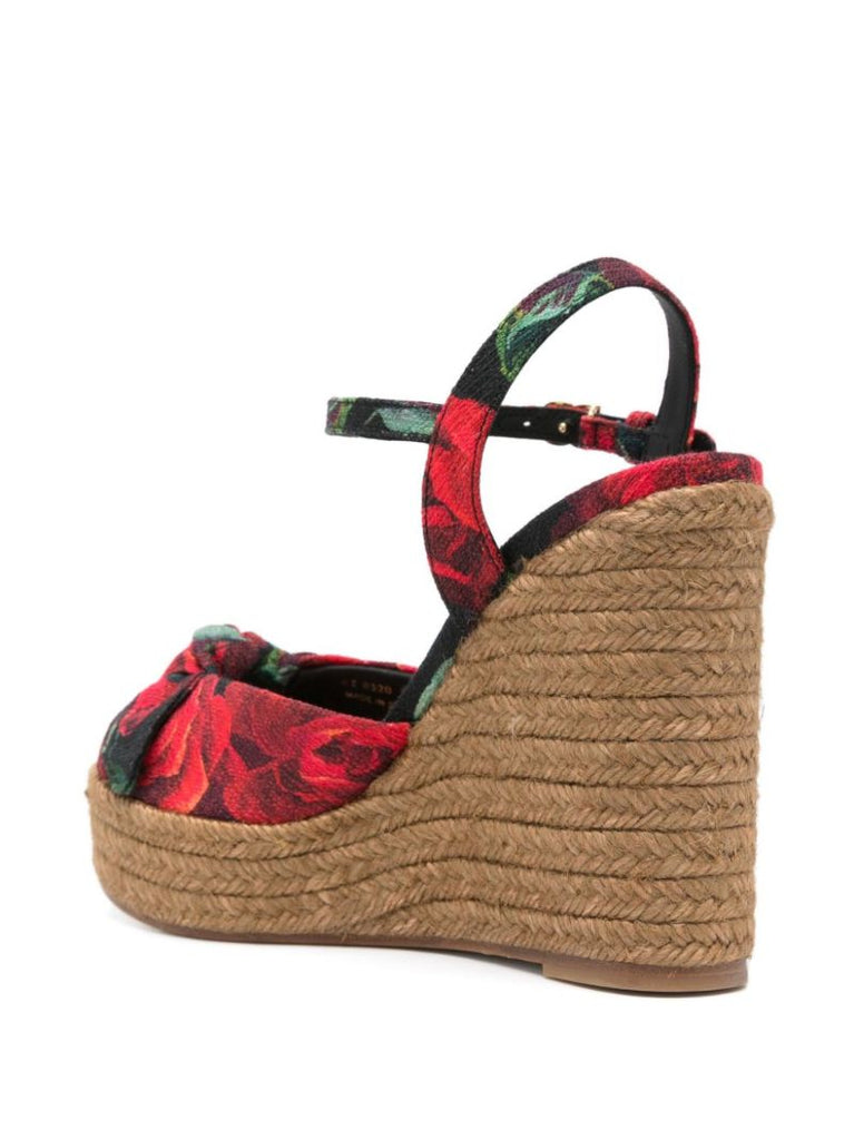 Red Rose-print Sandals