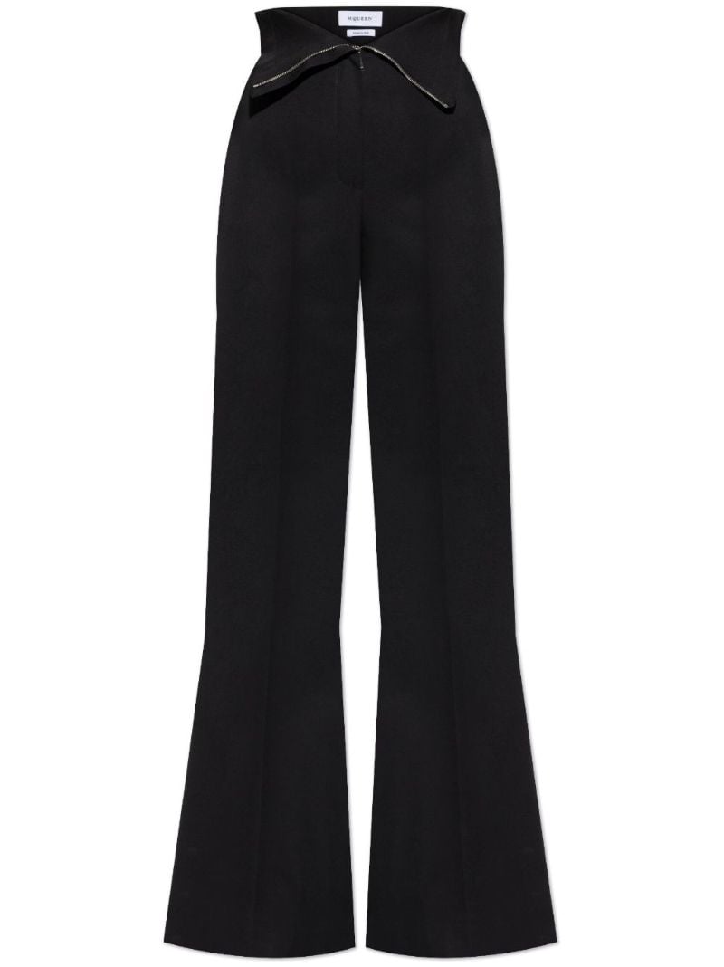Black Foldover-waist Trousers