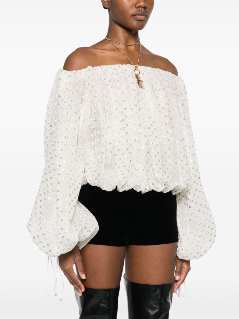 Off-the-shoulder Jacquard Blouse