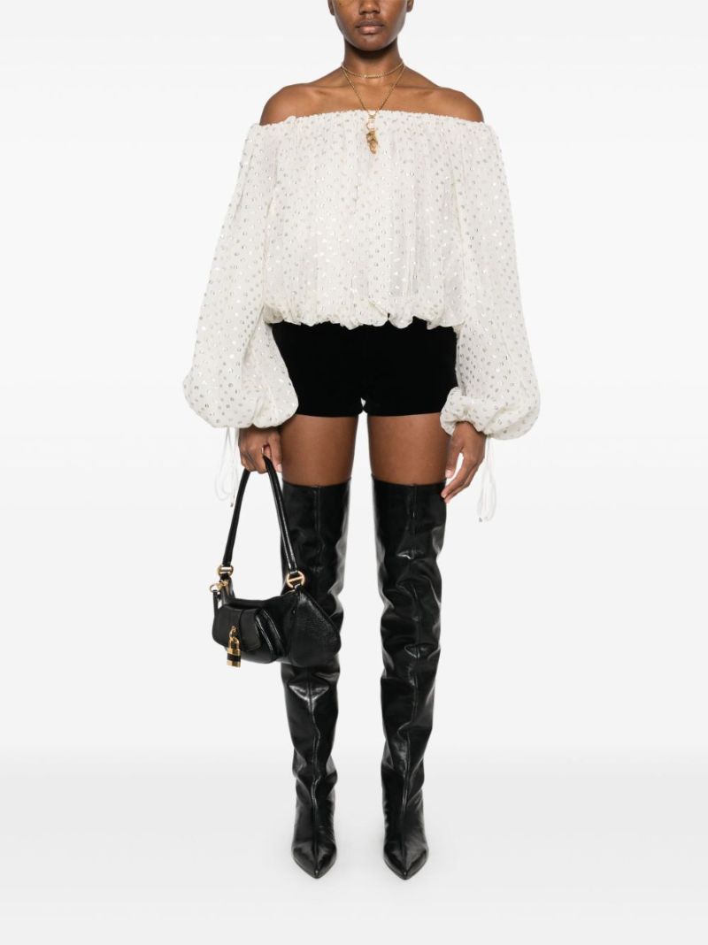 Off-the-shoulder Jacquard Blouse