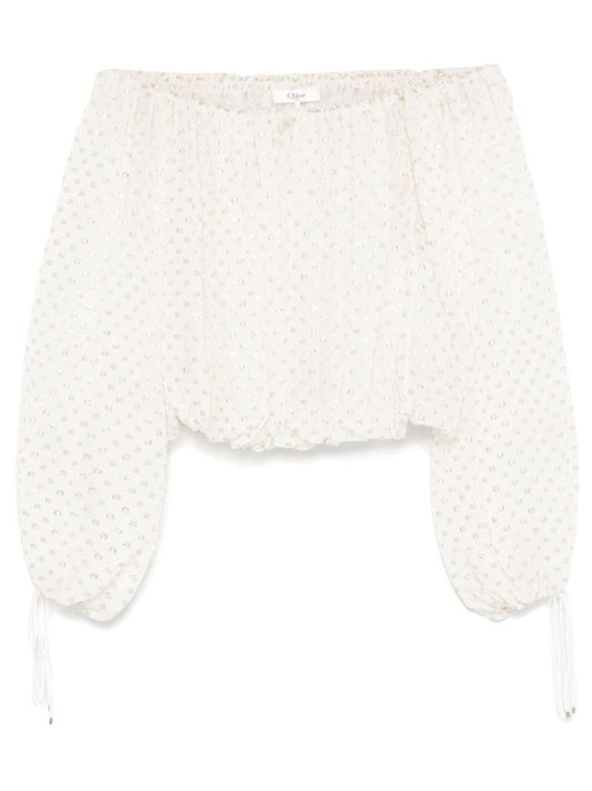 Off-the-shoulder Jacquard Blouse