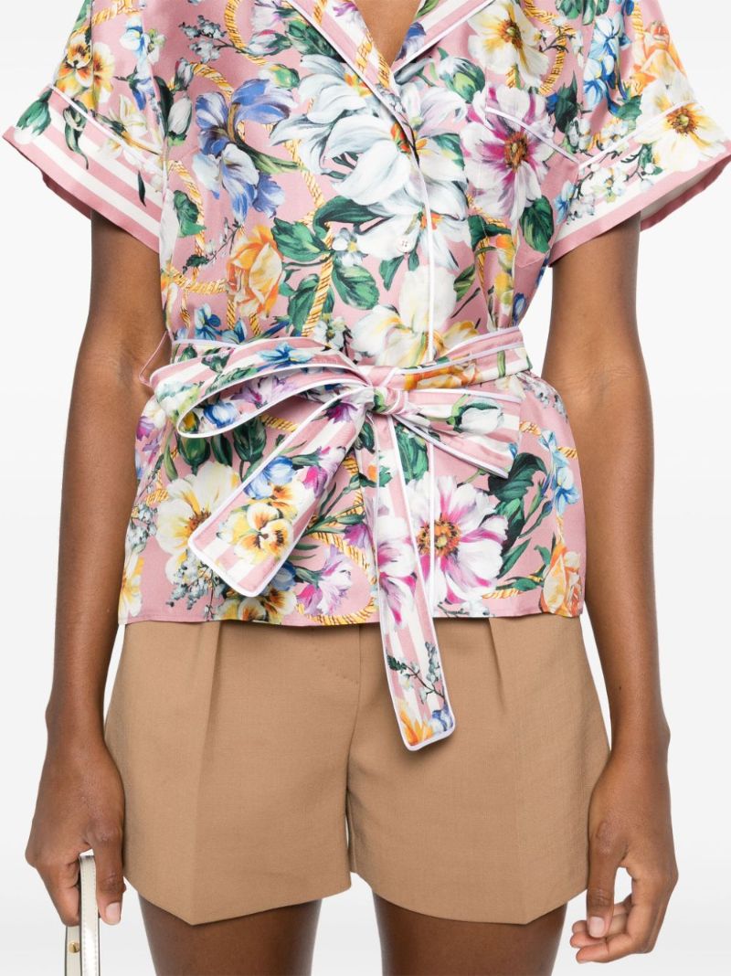 Floral-print Silk Shirt