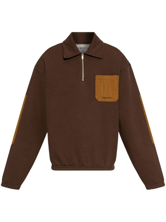 Brown Contrasting-pocket Polo Shirt