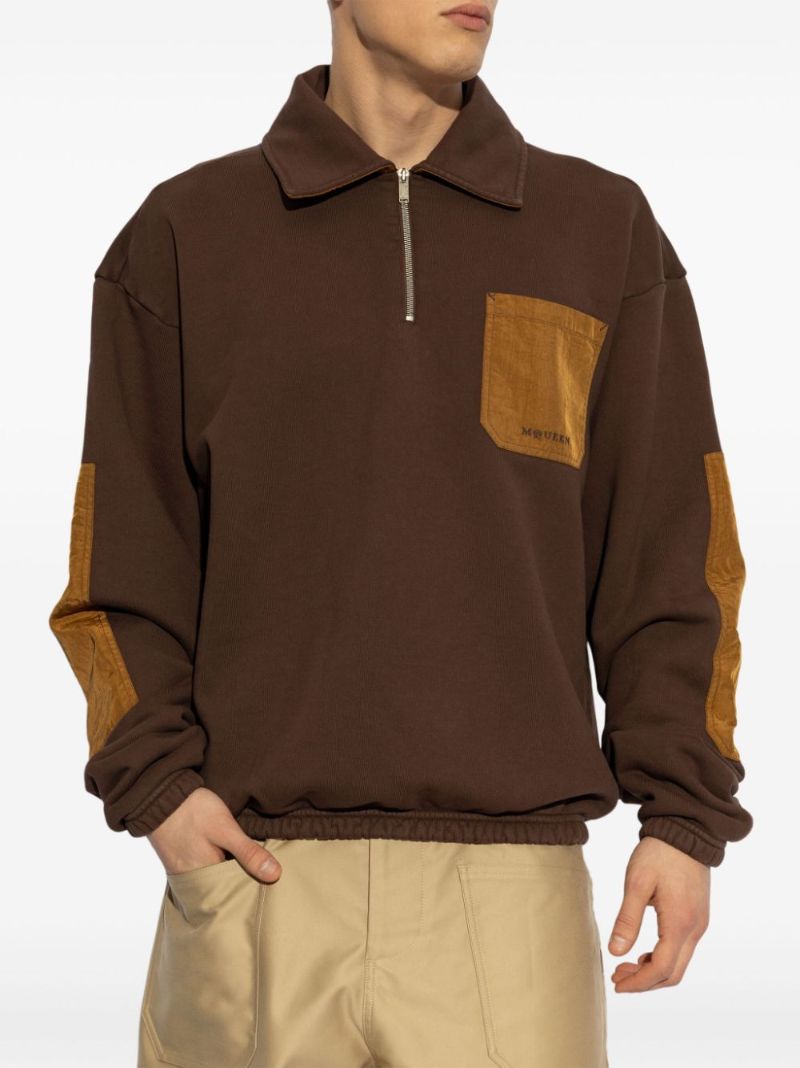 Brown Contrasting-pocket Polo Shirt